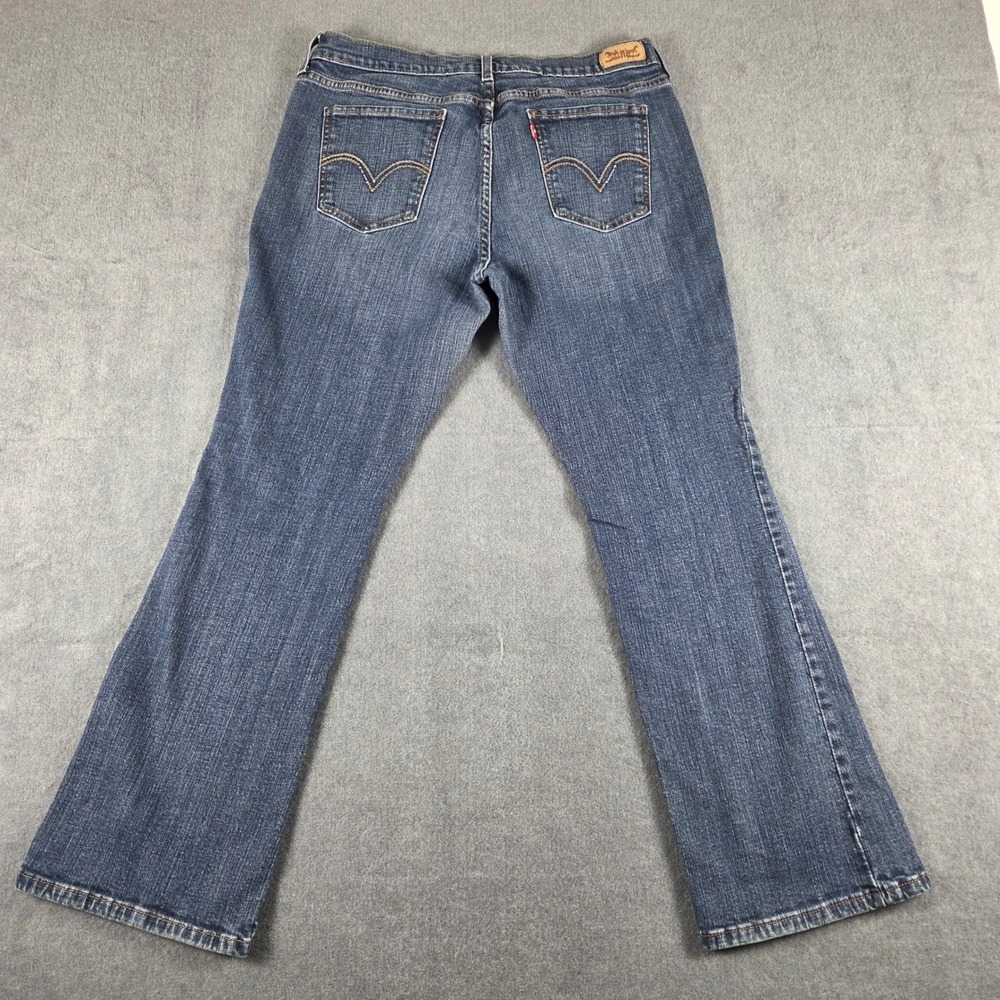 Levis 515 Bootcut Jeans Womens14 S/C Blue Stretch Denim Dark Wash Mid Rise Flare - Picture 2 of 16